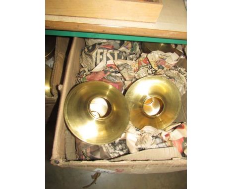 A large box of brass oil lamp fonts.