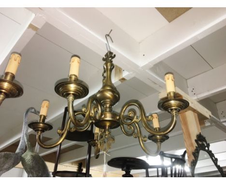 A 5 lamp brass ceiling light,