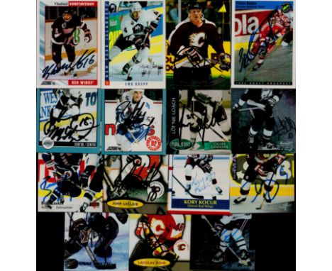 Ice Hockey Trading cards 15 signed signatures such as Viktor Kozlov, Paul Kruse, Uwe Krupp plus many more. Good condition. Al