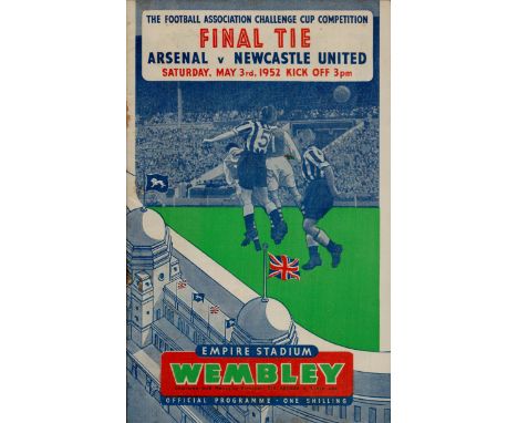 Arsenal v Newcastle United vintage FA Cup Final May 3rd, 1952, Empire stadium Wembley match programme. Good condition. All au
