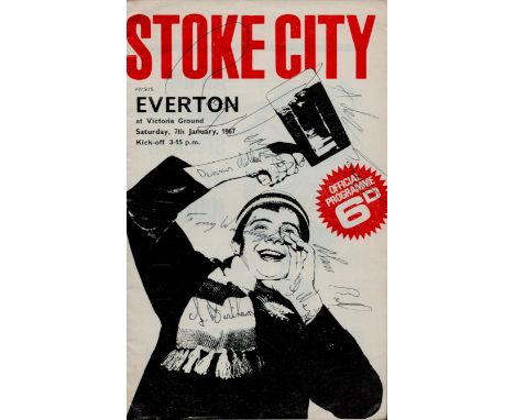Stoke City F.C. Multi signed Programme, Dennis Viollet, Tony Waddington and many more. Stoke City vs Everton 1967. Good condi