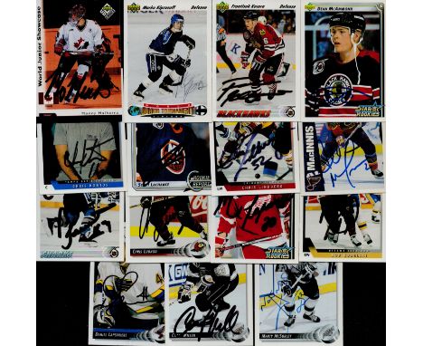 Ice Hockey Trading cards 15 signed signatures such as Dean McAmmond, Frantisek Kucera, Marko Kiprusoff plus many more. Good c