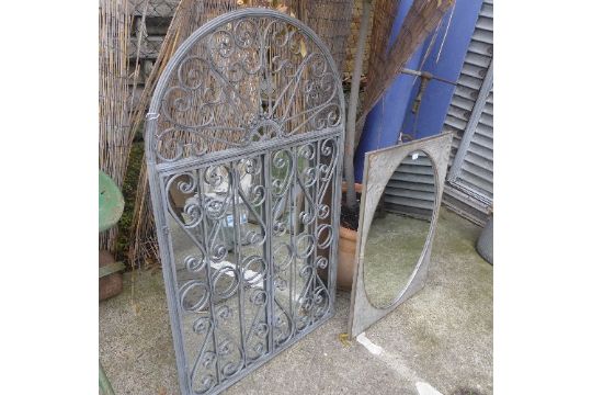 A Wrought Iron Gated Garden Mirror - Garden Gate Mirror Iron A Wrought Iron Gated Garden Mirror - Garden Gate Mirror Iron