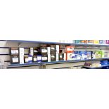 Quantity of various EPH, Honeywell and Salus thermostats and valves to shelf (approx. 50 units).