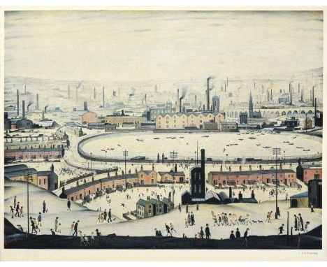 After Laurence Stephen Lowry RBA, RA (1887-1976)"The Pond"Signed, with the blindstamp for the Fine Art Trade Guild, a colour 