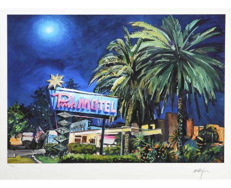 Bob Dylan (b.1941) American "Pink Motel" (2023) Signed and numbered 36/295, giclee print from "The Beaten Path", 49cm by 65.5