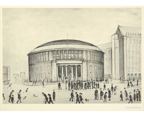 After Laurence Stephen Lowry RBA, RA (1887-1976)"The Reference Library"Signed, with the blindstamp for the Fine Art Trade Gui