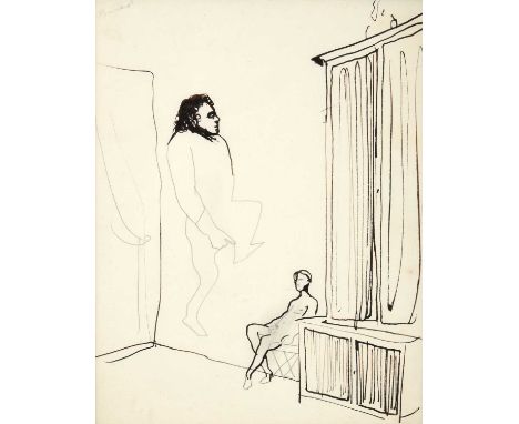 Christian Bérard 'Bebè' (1902-1949) FrenchStudies of figures in reposeSigned in pencil, ink and crayon, together with two fur