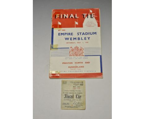 Sport, Football, Programme, F.A.Cup Final 1937, Preston North End v Sunderland, cover cellotaped back on and discoloured, oth