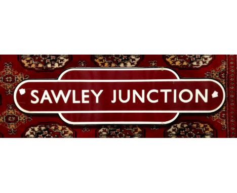 Railwayana, British Rail Totem, SAWLEY JUNCTION, c36”x10”, red, white and black enamel, good colour and very minor chipping, 