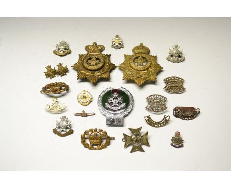 Militaria, Notts & Derby, Sherwood Foresters, Helmet Plate, Derbyshire Sherwood Foresters Queen's crown, another Notts & Derb