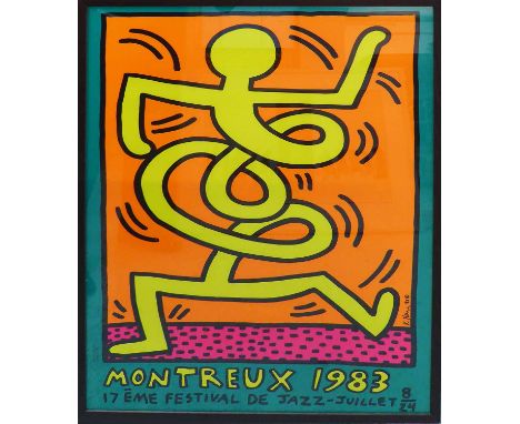 KEITH HARING 'Yellow man', 1983, silkscreen poster for the 17th Montreal Jazz festival, signed in the plate, 100cm x 70cm.