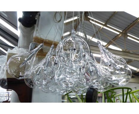 CEILING LIGHT, contemporary style with hanging glass shades, approx 95cm drop.