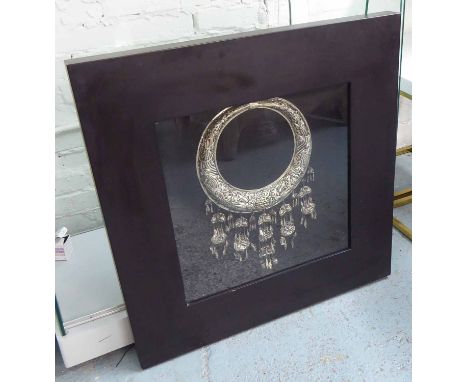 KELLY HOPPEN LIGHT BOX, with Repousse necklace inside, ebonised finish, 80cm x 80cm.