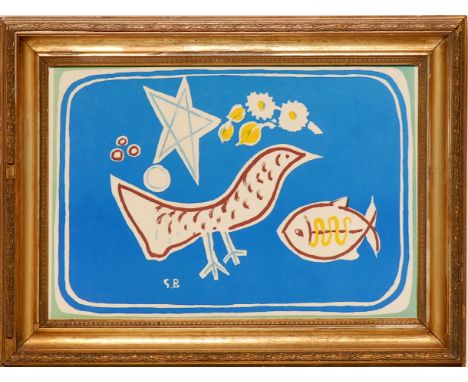 GEORGE BRAQUE 'OISEAU ET POISSON' LITHOGRAPH, printed 1967, 34cm x 50cm.