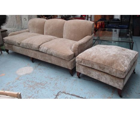 KINGCOME SOFA, Howard style, three seater, with Colefax and Fowler 'Theo Sand' upholstery, 236cm L x 88cm H x 110cm D and a m