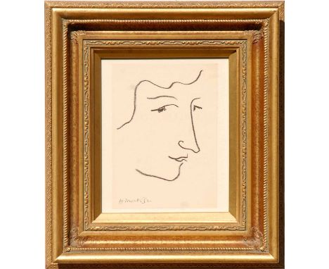 HENRI MATISSE 'Portrait of Colette', 1951, original lithograph, signed in the stone, edition of 3000, ref: Andre Sauret, 22cm