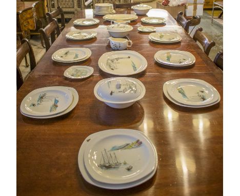 DINNER SERVICE, Riviera pattern by 'Midwinter' drawings by Sir Hugh Carson, ten places, three piece and extra luncheon servic