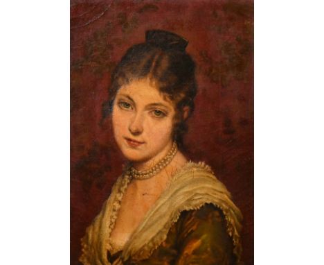 19th Century after Eugene von Blass, head and shoulders portrait of a young lady, oil on canvas, 11.5" x 8.25" (29 x 21cm).