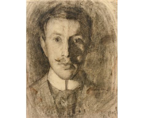 Paul Paul (1865-1937), a charcoal portrait of a moustachioed gentleman, signed, 15" x 12" (38 x 30cm).