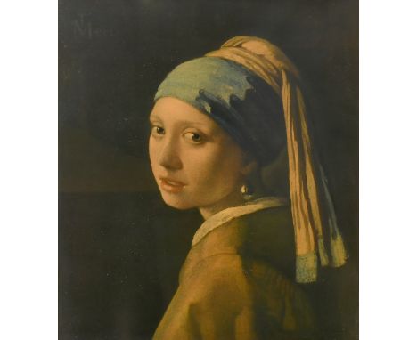 A colour print after Vermeer, 18.25" x 15.5", (46.5x39cm) in a Ripple style frame and another after Raphael in a decorative f