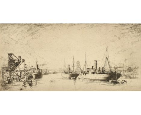 Alasdair Macfarlane (1902-1960), an etching of shipping in a port, signed in pencil and inscribed 'Trial Proof', plate size 6