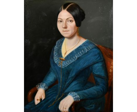 19th Century French School, a portrait of a seated lady, oil on canvas, 28.75" x 23.75" (73 x 60cm).