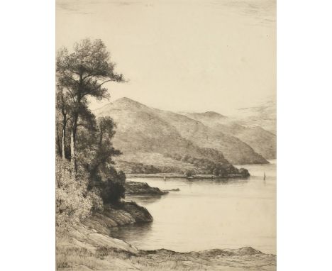 John Fullwood (1854-1931), 'Loch Lomond', drypoint etching, signed and inscribed in pencil, 12" x 9.75" (30 x 25cm).