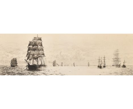 William Lionel Wyllie (1851-1931) British, timber ships, etching, signed in pencil, plate size 4.25" x 12.75" (11 x 32.5cm), 