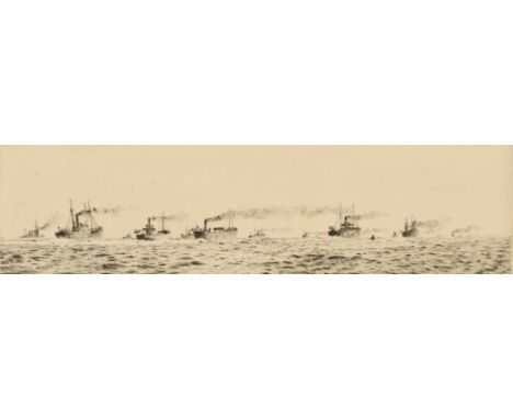 William Lionel Wyllie (1851-1931) British, a swept channel, the North Sea, etching, signed in pencil, plate size 3.5" x 13" (