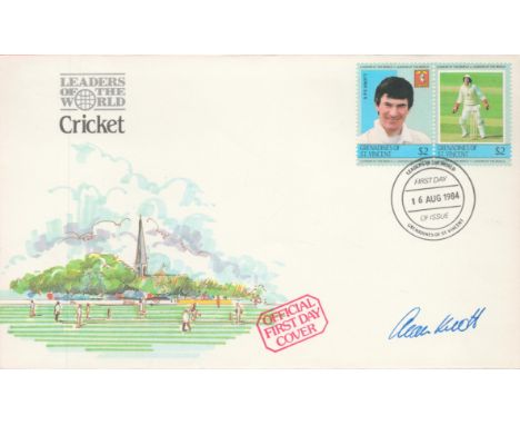 Cricket Allan Knott Signed Leader of the World Cricket First Day Cover. Two Grenadines of St Vincent $2 Stamps with 16 Aug 19