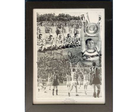 Football Multi Signed Lisbon Lions European Cup Final Black and White Montage Photo. Signed black ink by Billy McNeil, Jim Cr