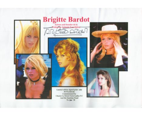 Brigitte Bardot Signed 16x12 inch Colour Montage Print Of Bardot. Limited Edition 30/50. Commissioned by Chester Le Street To