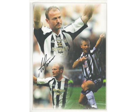 Football Alan Shearer Signed 16x12 Newcastle Utd Colour Montage Print Showing the Iconic Striker. Good condition. All autogra