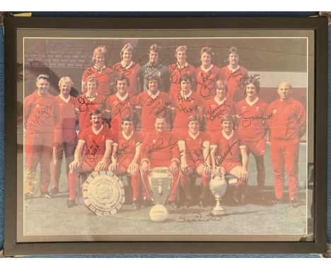 Football Liverpool 1978 Team Signed 28x12 Colour Print of The Team. 18 Signatures inc Kenny Dalglish, Phil Neal, Phil Compton