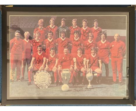 Football Liverpool 1978 Team Signed 28x12 Colour Print of The Team. 18 Signatures inc Kenny Dalglish, Phil Neal, Phil Compton