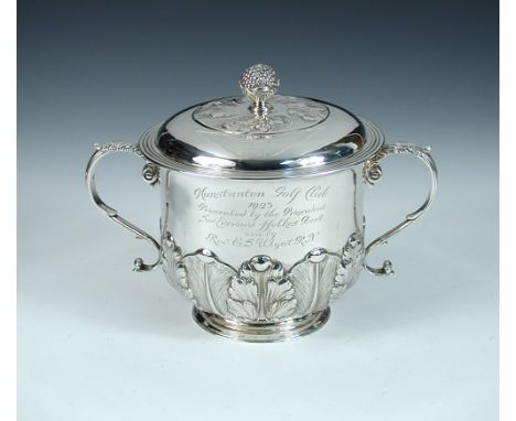 Hunstanton Golf Club - A silver covered Porringer Trophy, by The Goldsmiths' and Silversmiths' Company, London 1923, the lowe