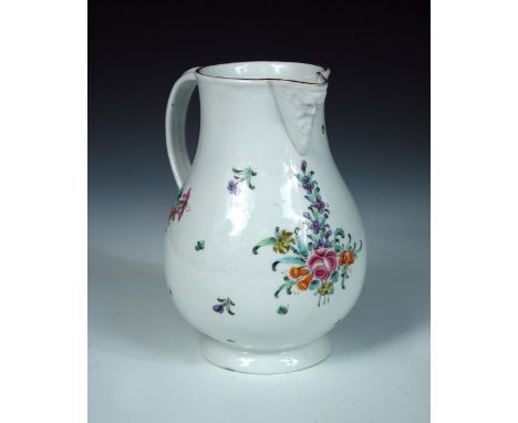 A collection of Bristol porcelains, the teabowl and saucer painted in puce with rococo bracket and foliage band, the waste bo