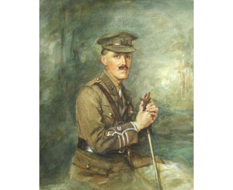 English School  (20th Century) Portrait of Colonel Robert Ripley Leader of Keale, County Cork, seated, in uniform watercolour