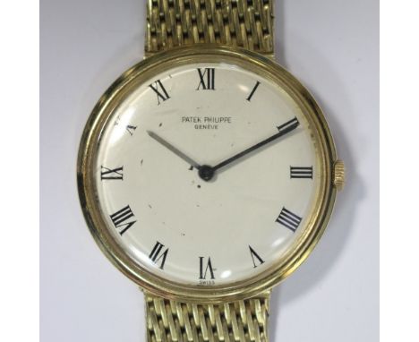 Patek-Philippe - A Gentleman's vintage 18ct gold cased wristwatch, with silvered dial printed in black with Roman numerals, 1