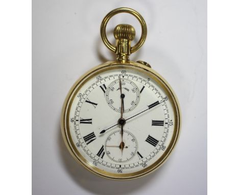 Stauffer & Co (Charles Nicolet) - An 18ct gold cased pocket chronometer with open face, the white dial printed with black Rom