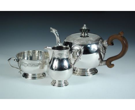 An Irish three piece silver tea set, by The Royal Irish Silver Co, Dublin 1968 (import marked for Sheffield 1968), comprising