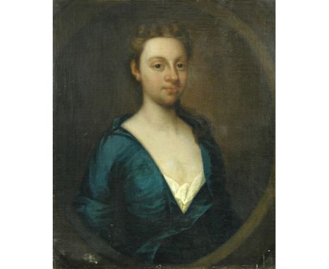 Provincial Follower of Sir Godfrey Kneller (British, 1646-1723) Portrait of Miss Elizabeth Lacon, half length, in a cream dre