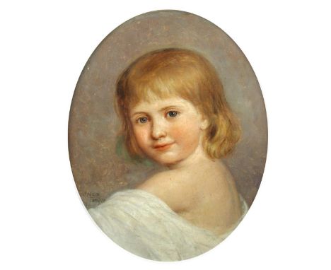 Miss Irlam Briggs (British, fl. 1880-1950) Portrait of Miss Eveline Maud Pleydell-Bouverie as a child signed lower left "Irla