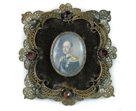 English School (19th Century) Portrait miniature believed to be of Tsar Nicholas I (1796-1855) in uniform, possibly a member 