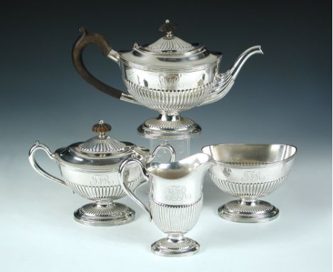 A late 19th century American metalwares four piece tea set, by Gorham & Co, Providence, RI, date letter for 1891, comprising: