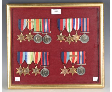 Four groups of Second World War medals, comprising 1939-45 Star, Africa Star with bar '8th Army', Defence Medal and War Medal