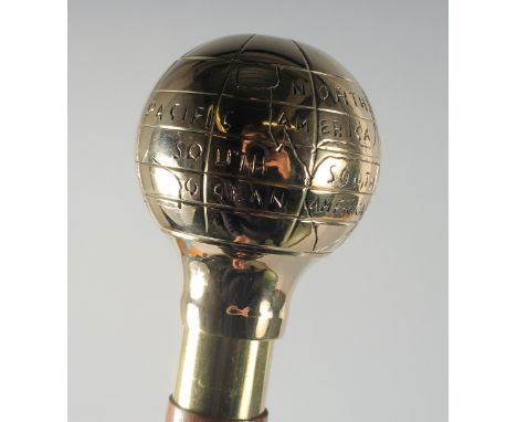 A NOVELTY GLOBE WALKING STICK.