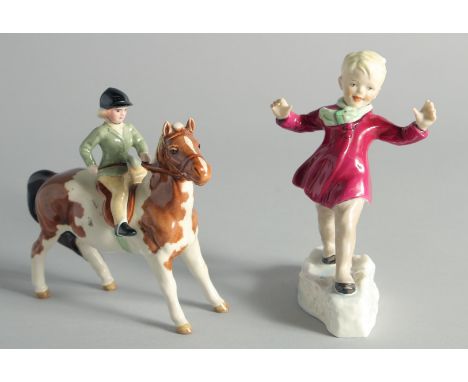 A ROYAL WORCESTER FIGURE "JANUARY" No. 3452 and a BESWICK PONY AND RIDER (2).