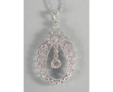 A GOOD 18CT GOLD AND DIAMOND "BELLE EPOQUE" PENDANT AND CHAIN.